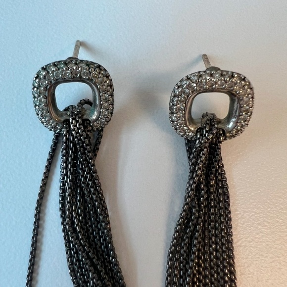 David Yurman Sterling Silver and Diamond Waterfall Earring. - Picture 5 of 6